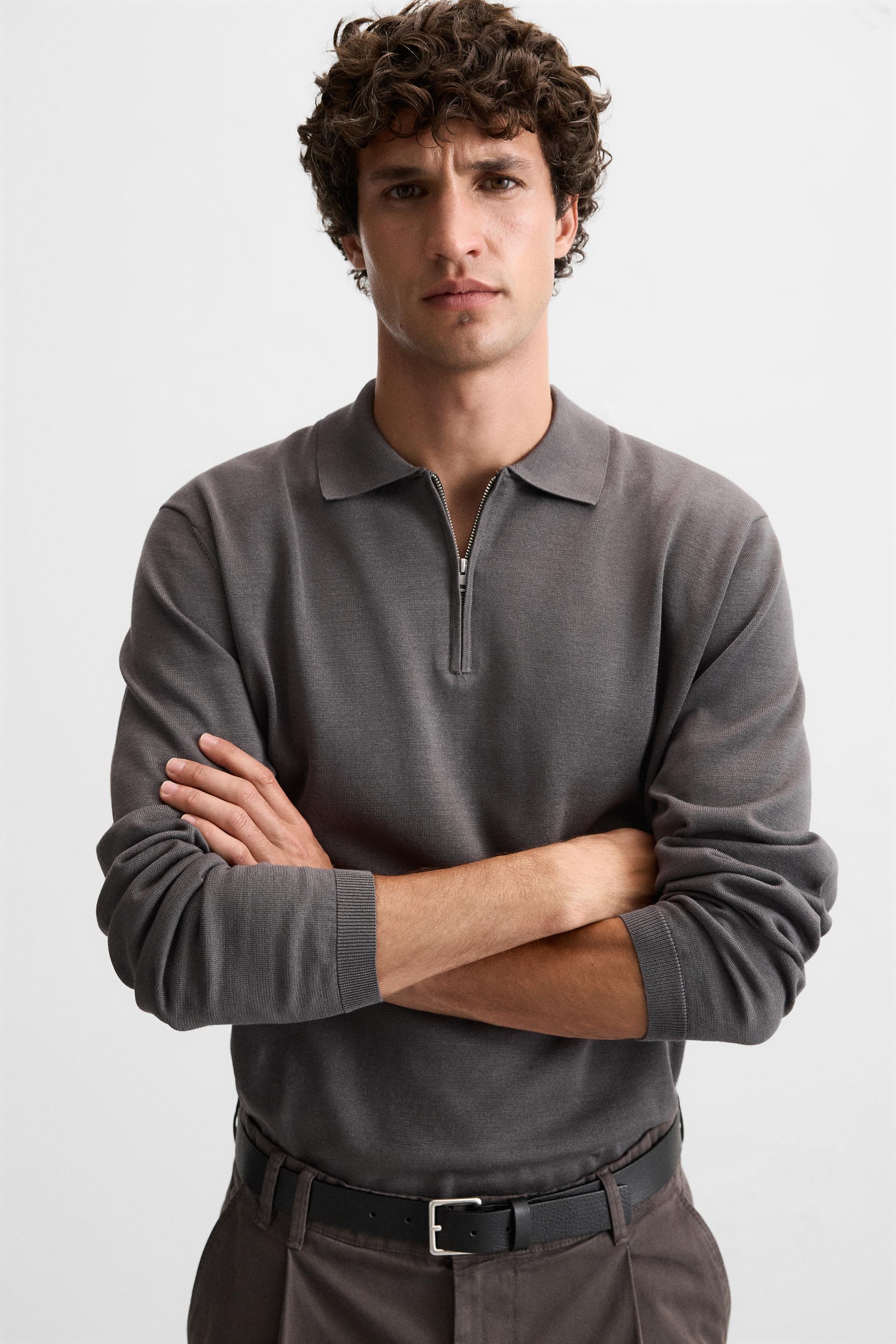 Grey zip polo hotsell