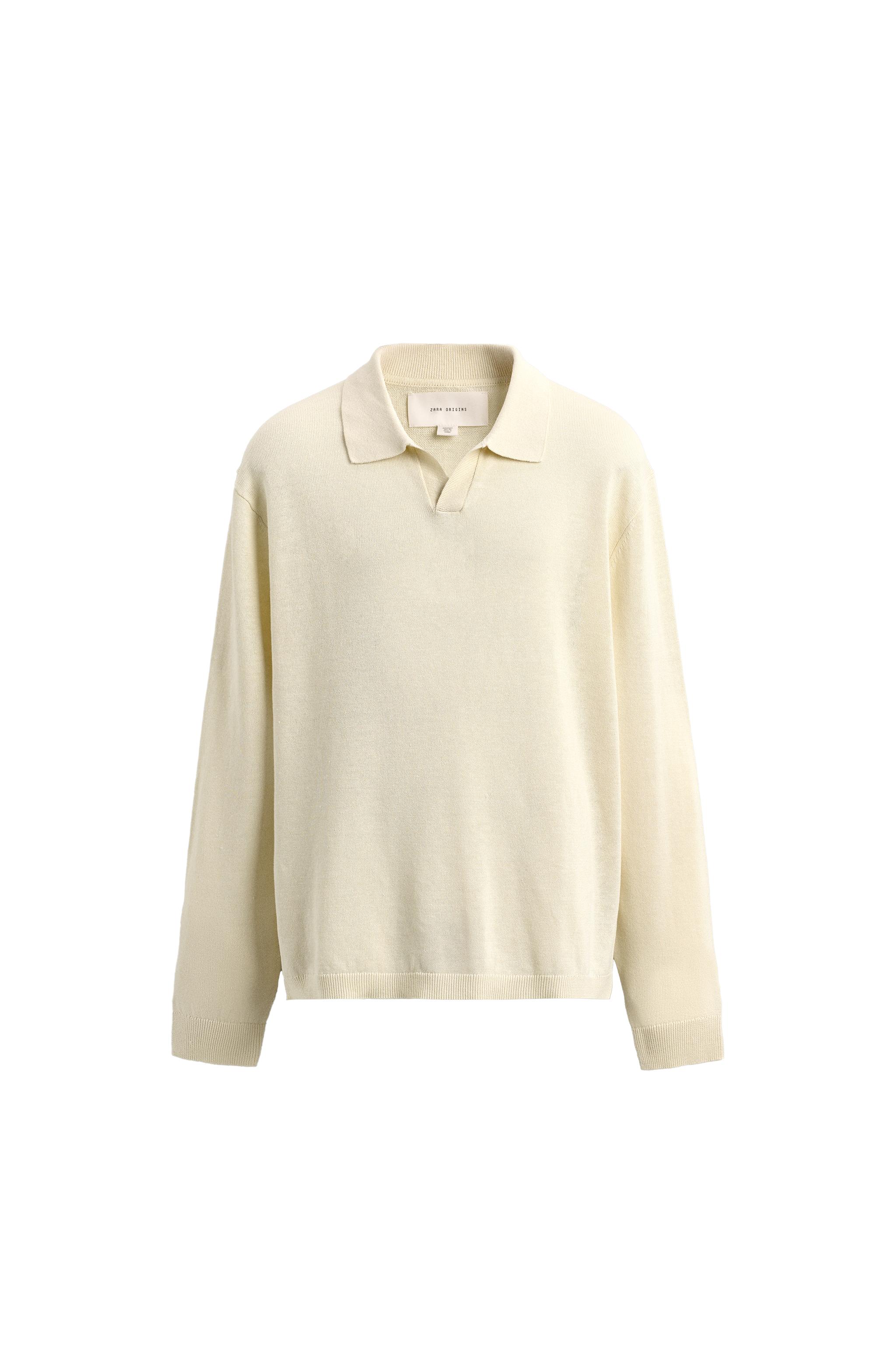 HEMP-COTTON KNIT POLO SHIRT - Sky blue | ZARA India