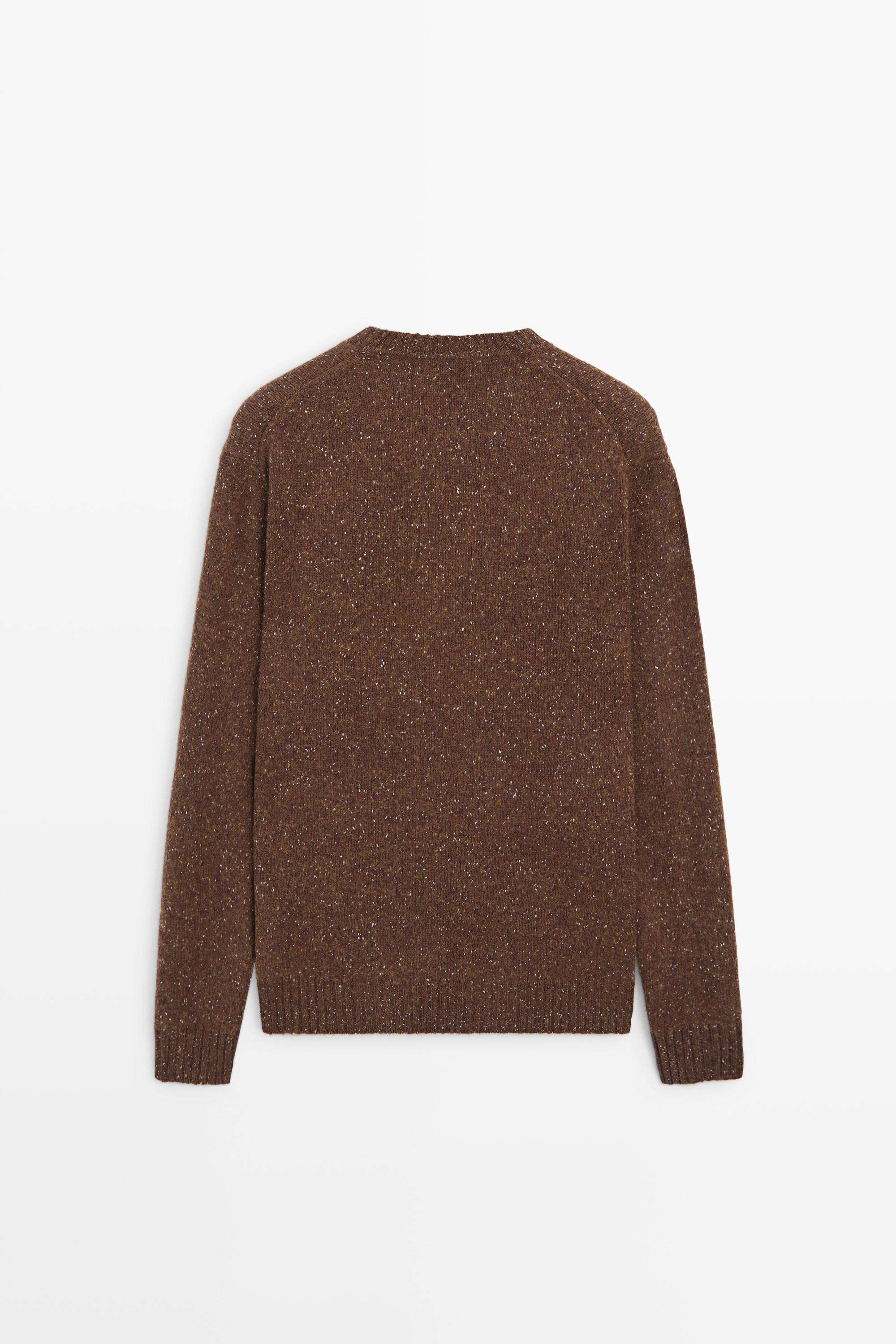 Flecked wool-blend knit sweater