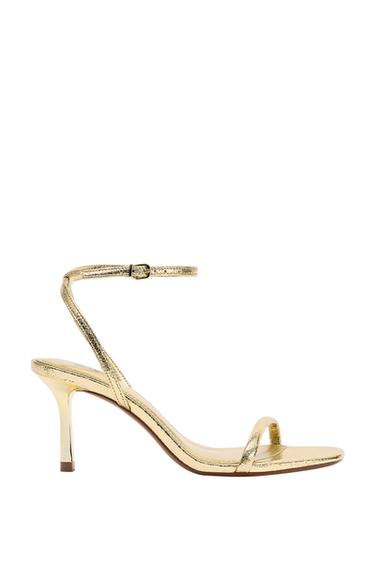 METALLIC-EFFECT HIGH-HEEL SANDALS - Gold by Zara