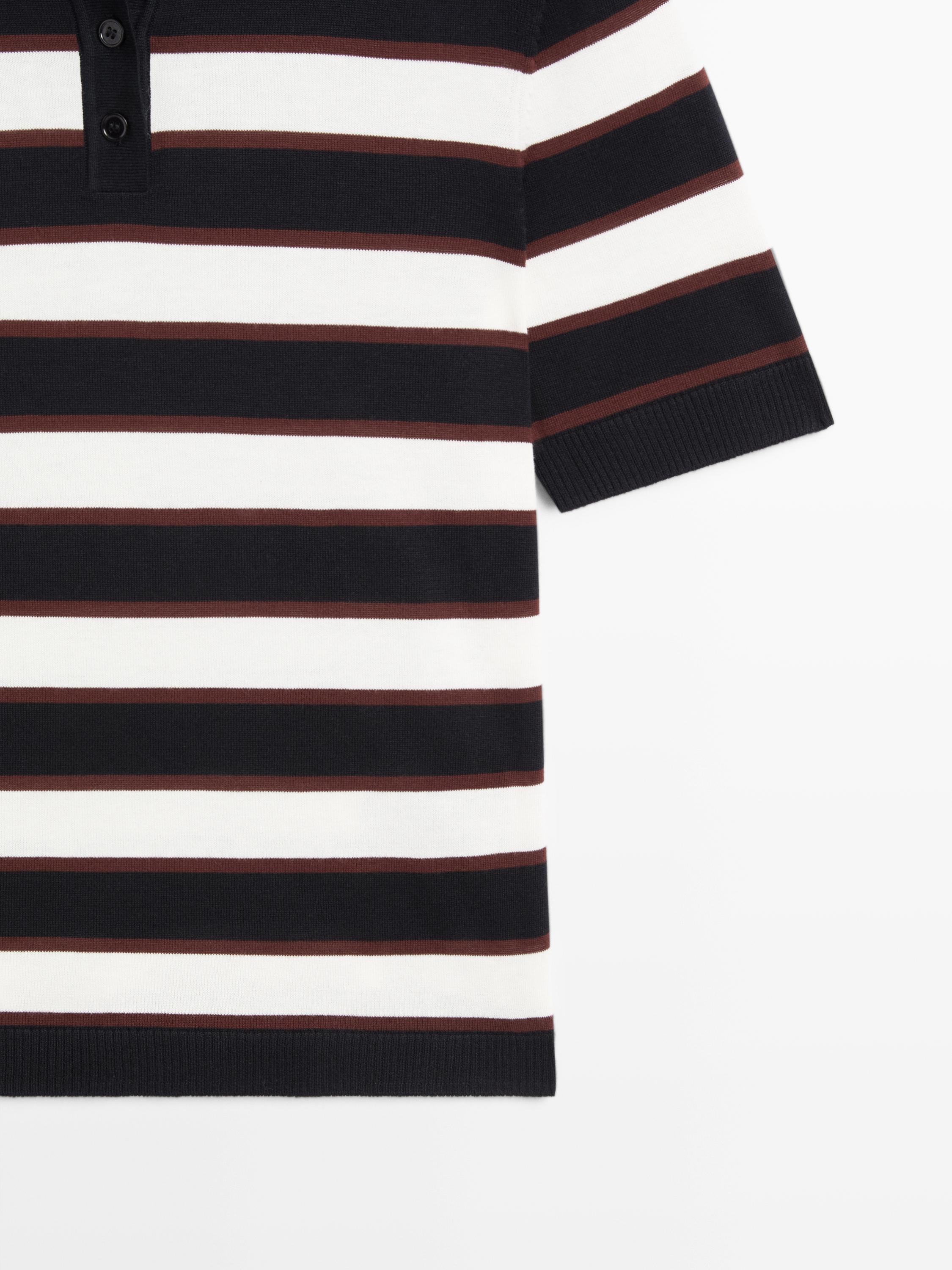 Striped knit polo sweater