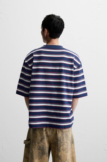 T-SHIRT À RAYURES - bleu/noir de Zara - Image 2