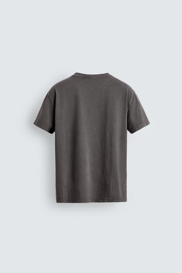 T-SHIRT LAVÉ INSCRIPTION - Gris / Marron clair de Zara - Image 6