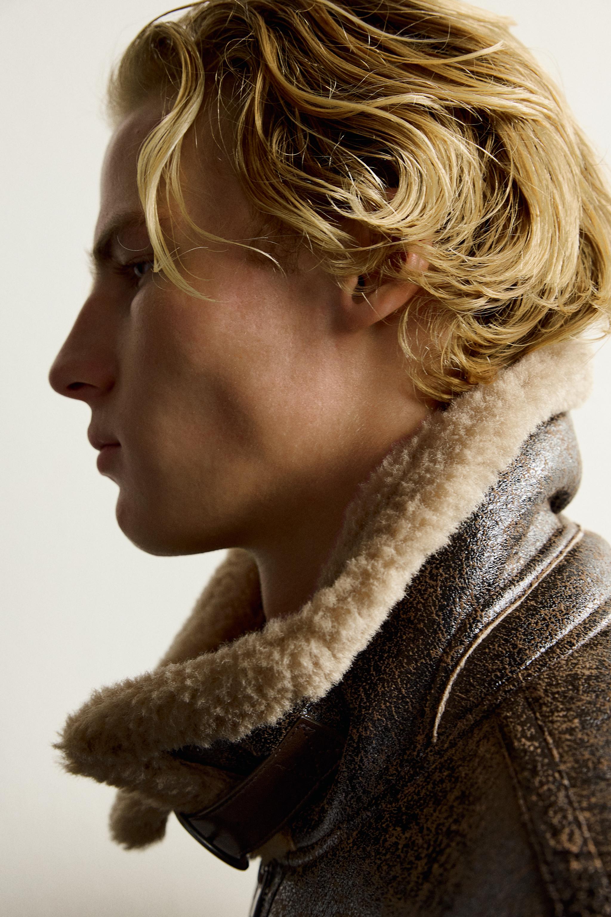 RELAXED FIT FAUX LEATHER JACKET