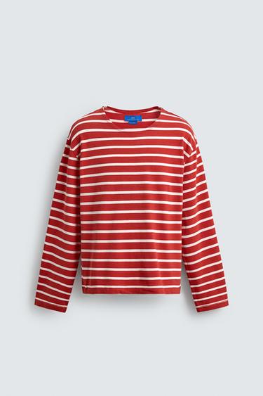 CAMISETA JACQUARD RAYAS AARON LEVINE X ZARA - Blanco / Rojo de Zara