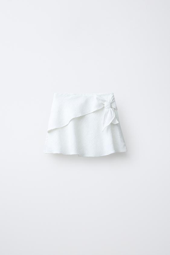 FALDA PAREO NUDO - Blanco de Zara - Imagen 0