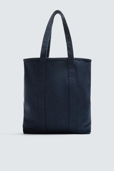 BOLSO SHOPPER TEJIDO - Azul de Zara