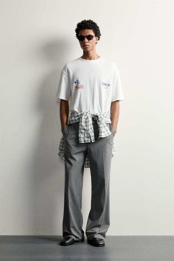 Zara PRINTED KNIT T-SHIRT - Oyster-white - Image 0