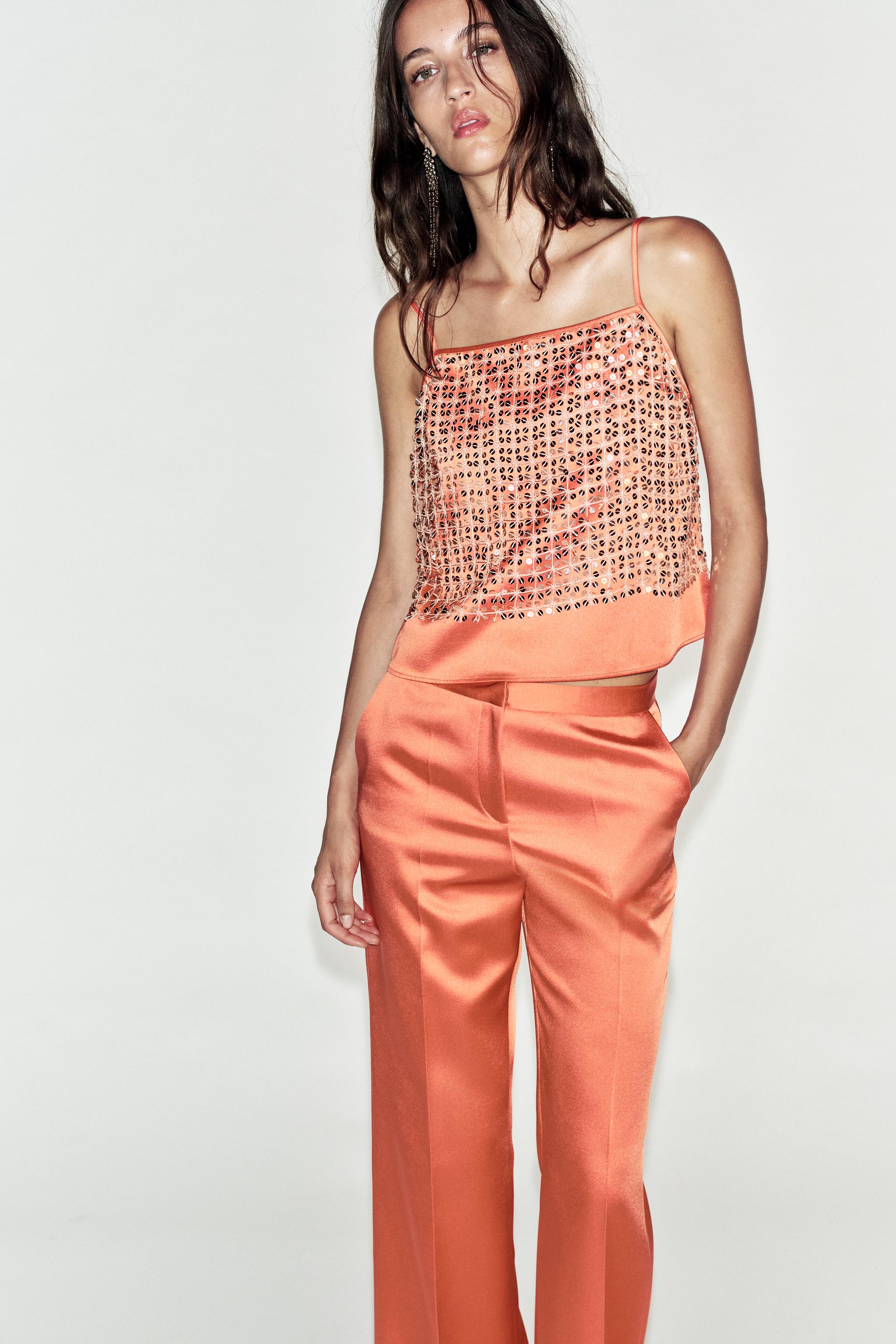 SATIN STRAIGHT-LEG TROUSERS