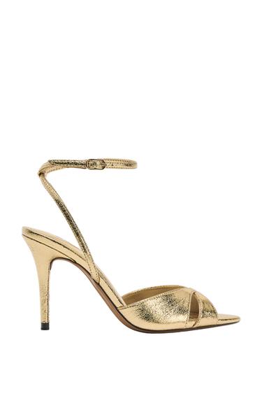 METALLIC EFFECT HIGH-HEEL SANDALS - Gold by Zara