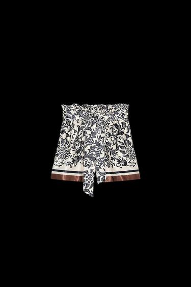 BEDRUCKTE SATINIERTE PAPERBAG-BERMUDASHORTS - Cremefarben von Zara - Bild 0