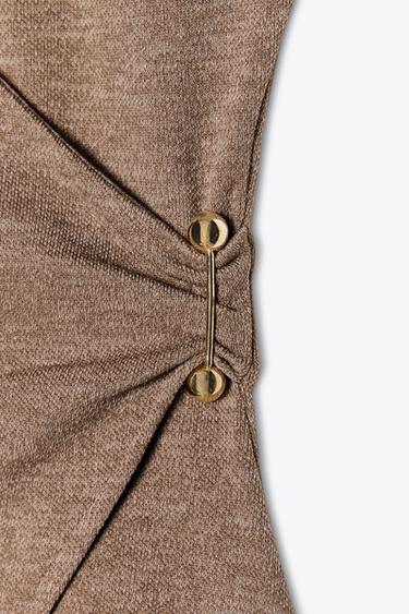 TEXTURED CLASP TOP - Light brown by Zara - Image 5