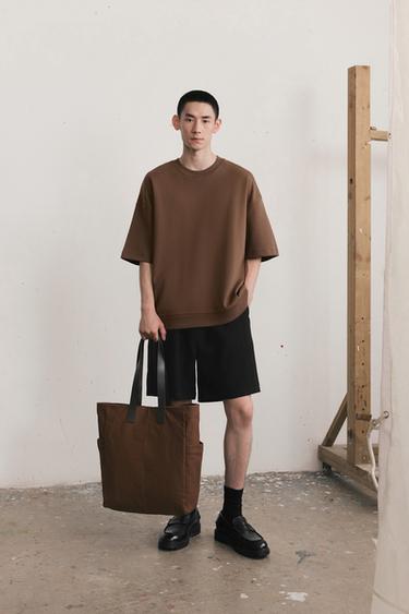 Zara 雙面針織科技運動衫 - 棕色