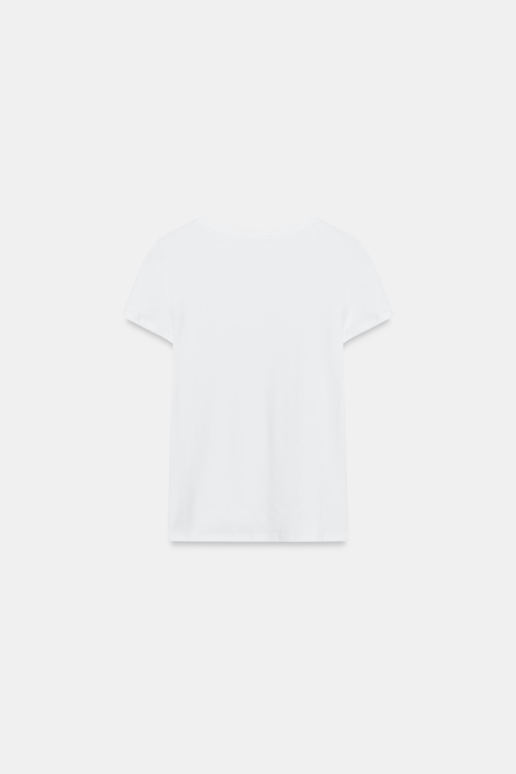 Zara BİSİKLET YAKA T-SHIRT görsel 3