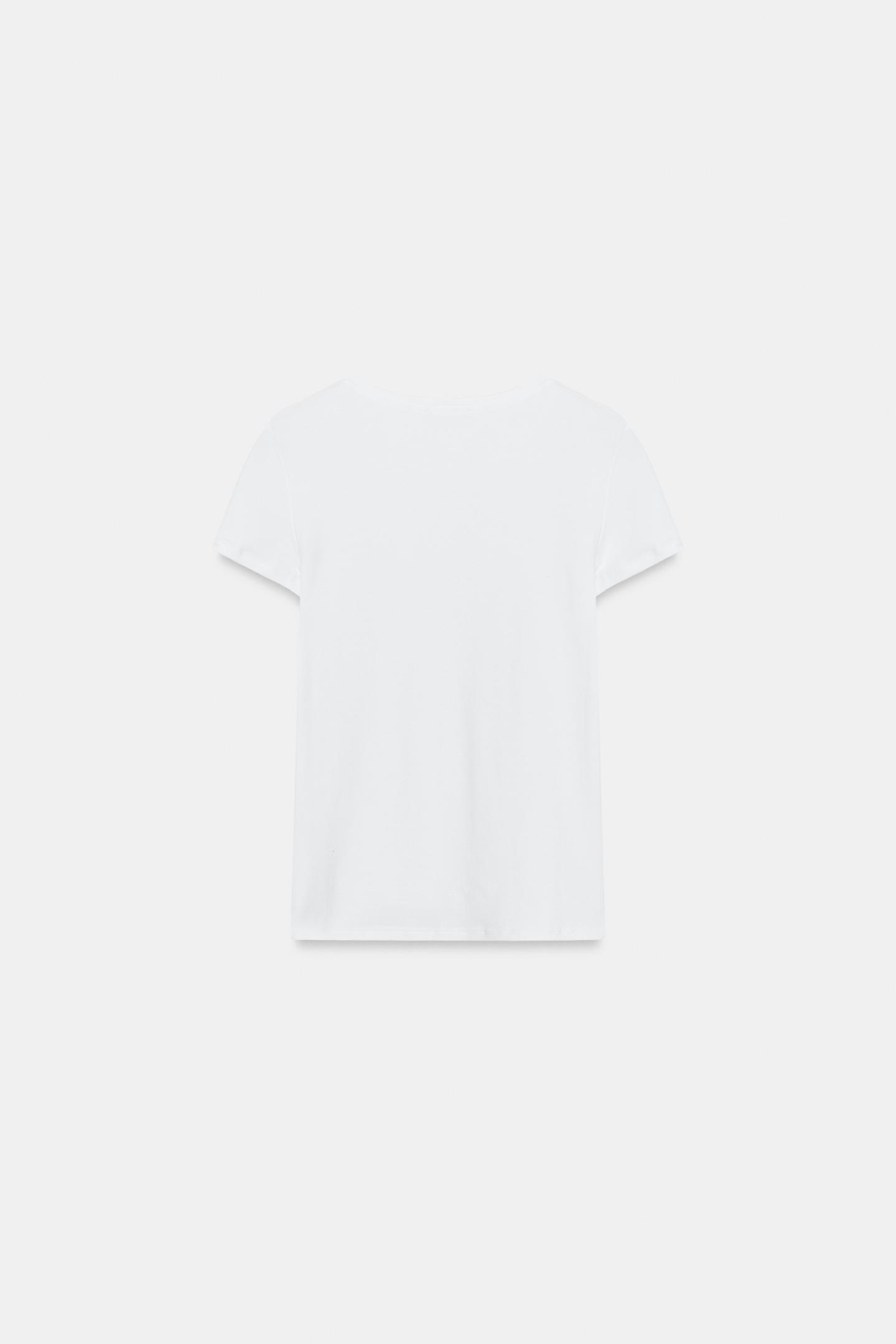 Женская футболка Zara Round Neck, цвет: Белый — фото 2