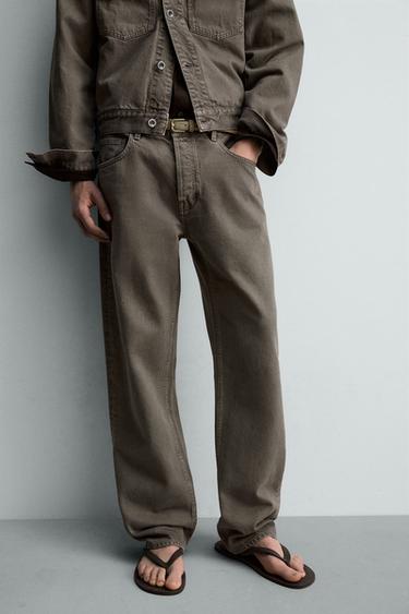 Zara LIMITED EDITION STRAIGHT FIT JEANS - Gray green