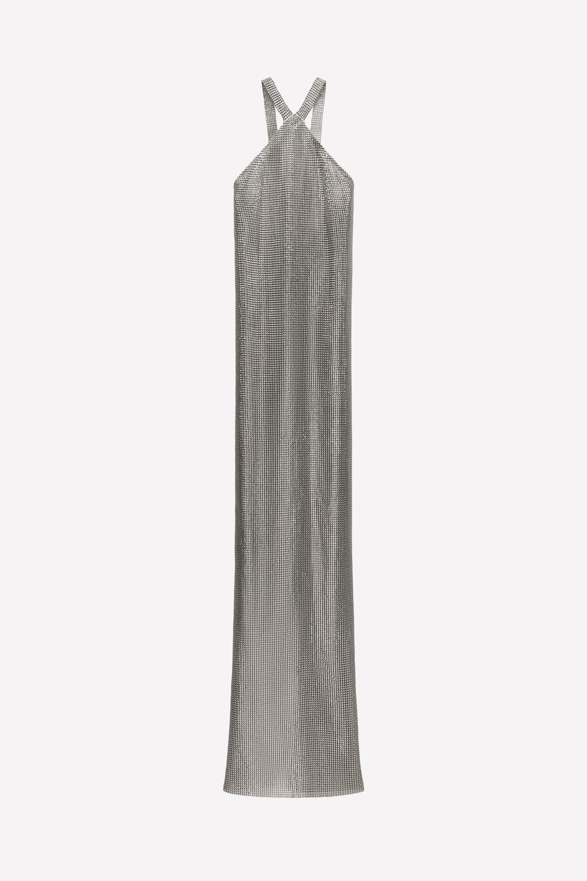 LUDOVIC DE SAINT SERNIN x ZARA METALLIC MESH HALTER DRESS