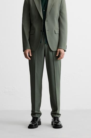 TEXTURED SUIT TROUSERS - Green by Zara
