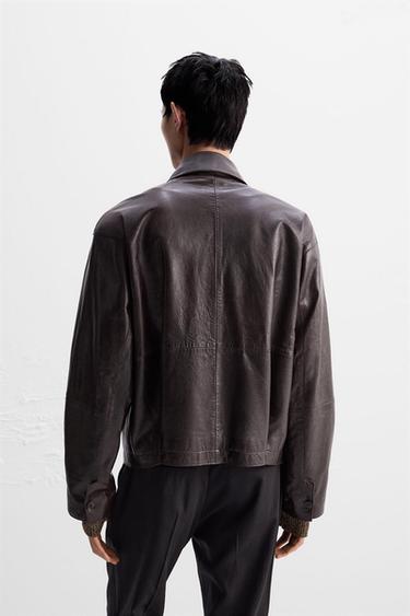 CAZADORA PIEL LIMITED EDITION - Burdeos de Zara