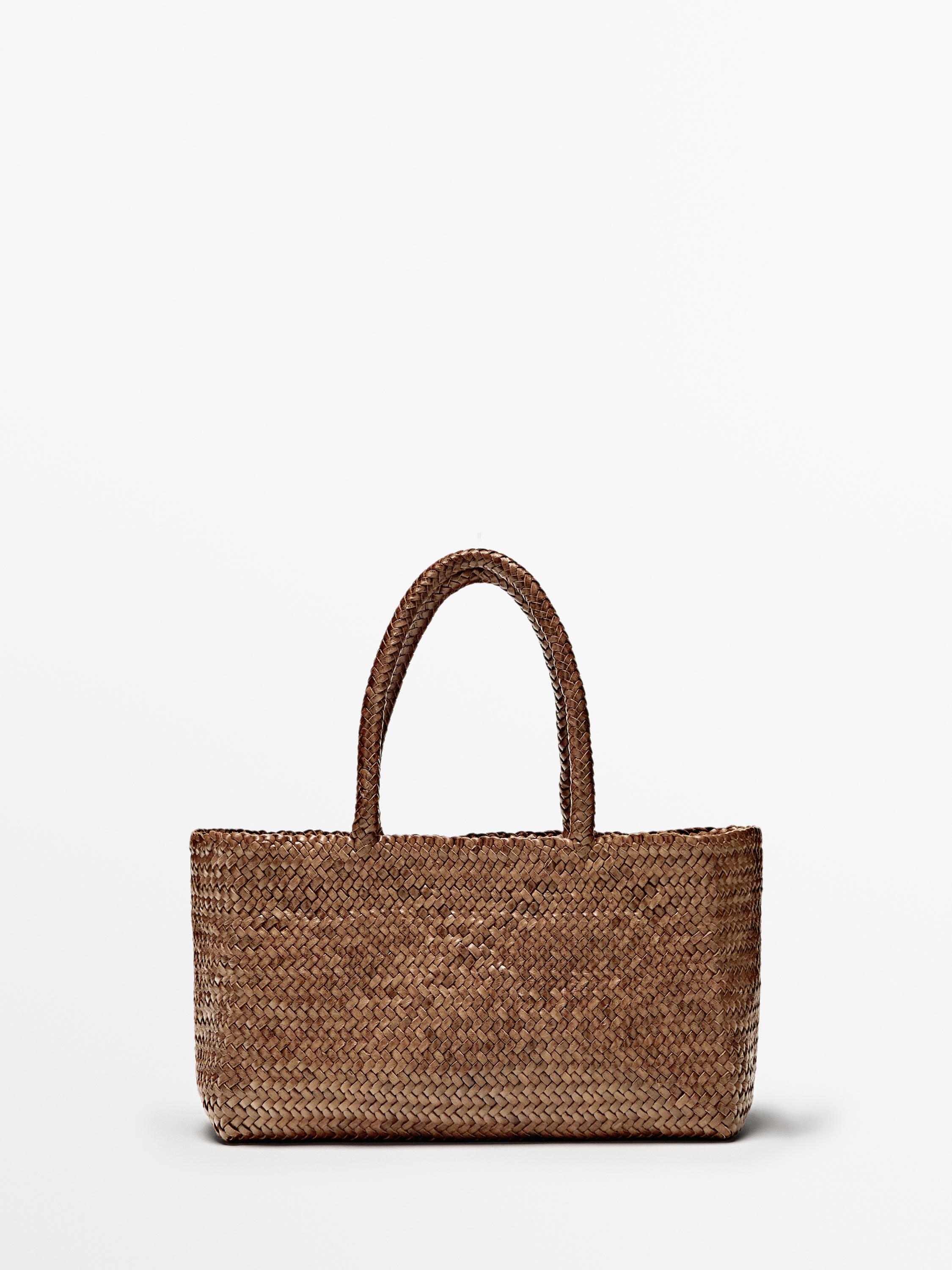 Tote bag tressé en cuir nappa