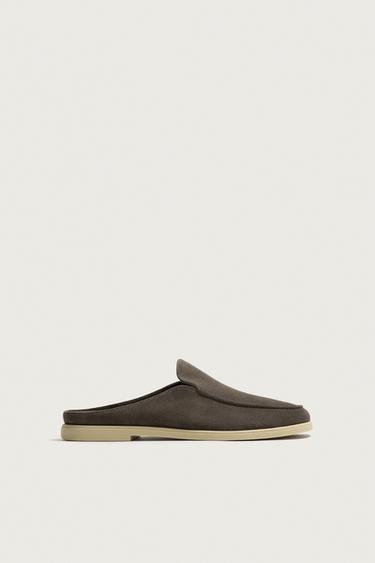MOCASÍN PIEL DESTALONADO - Marrón de Zara