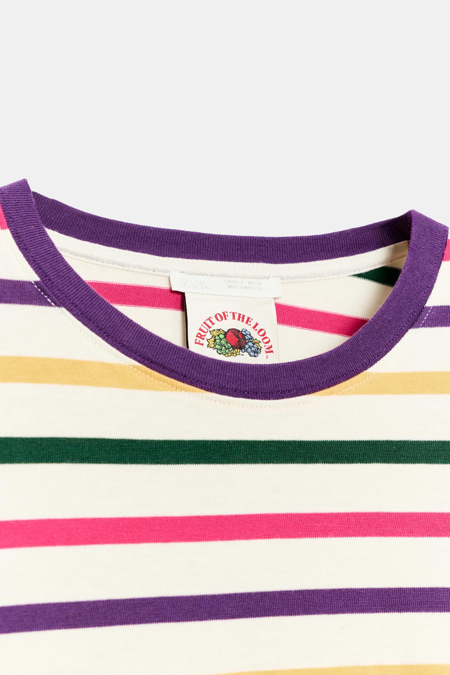 Женская футболка Zara Fruit OF the Loom™ Striped, цвет: Разноцветный — фото 3