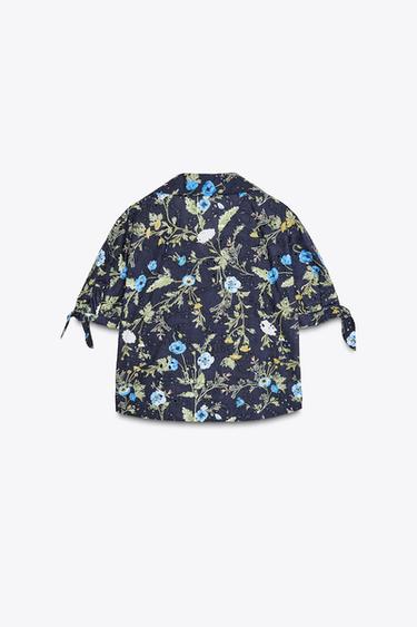 PRINTED SHIRT WITH CUTWORK EMBROIDERY - Blue / Navy by Zara - Image 6