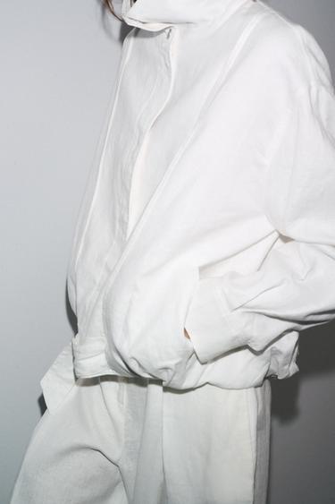 BOMBER 100 % LIN ZW COLLECTION - Blanc de Zara - Image 3