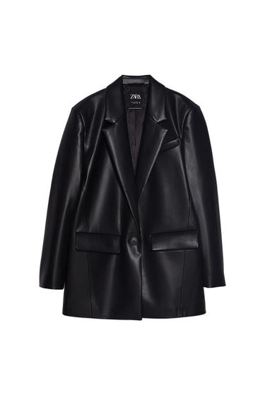 FAUX LEATHER OVERSIZED BLAZER