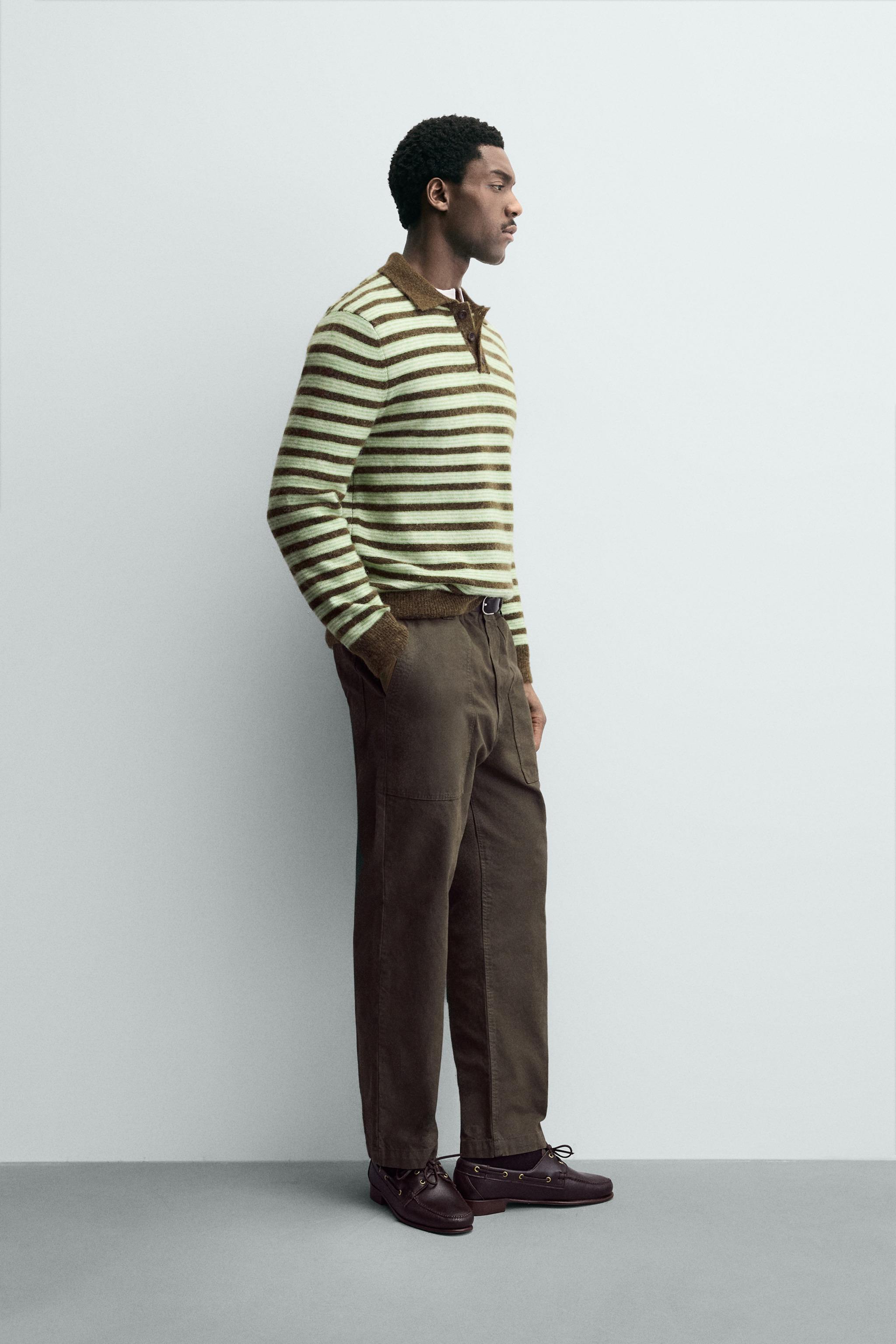 STRIPED KNIT POLO SHIRT