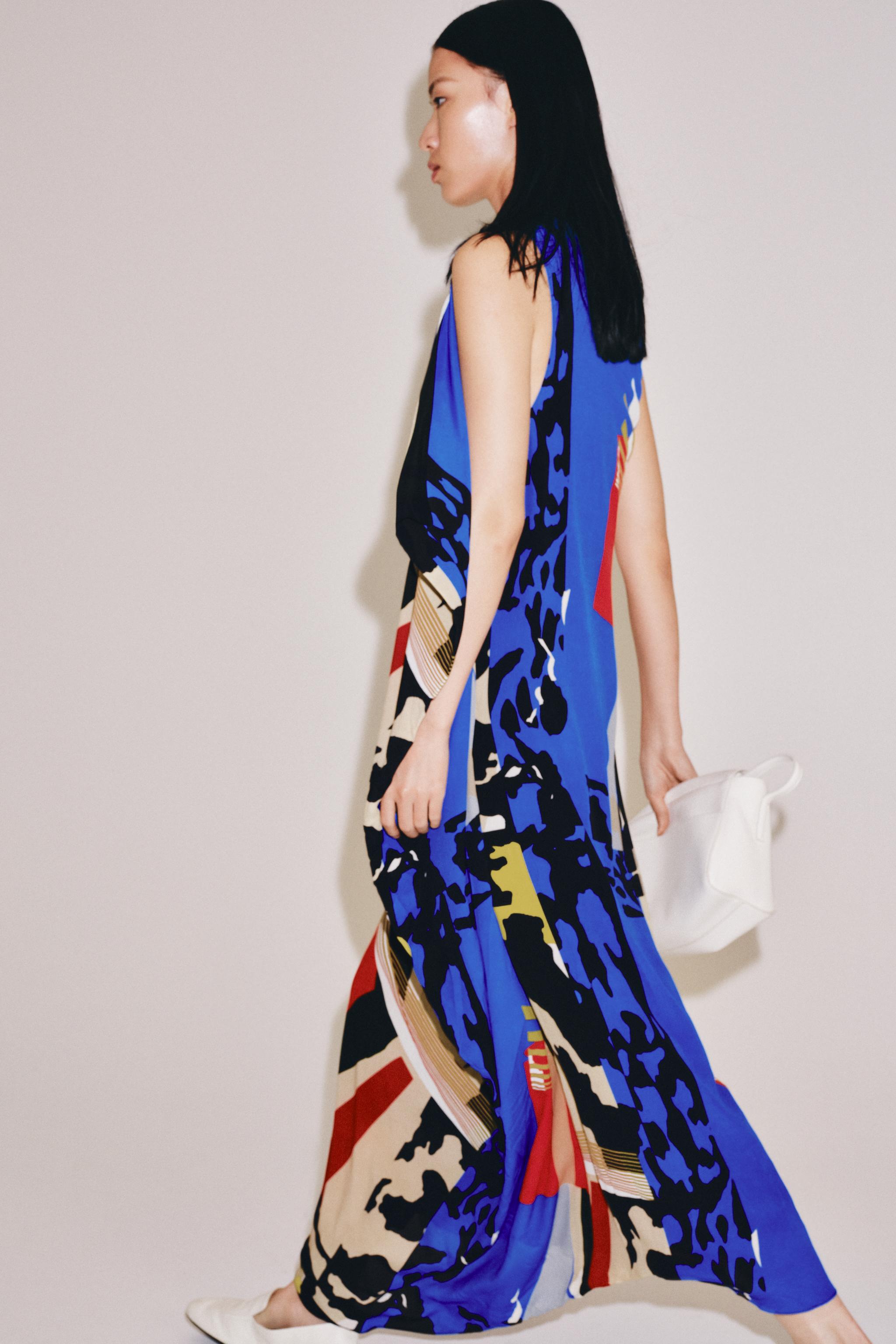 Zara ZW COLLECTION DESENLİ MİDİ ELBİSE görsel 4