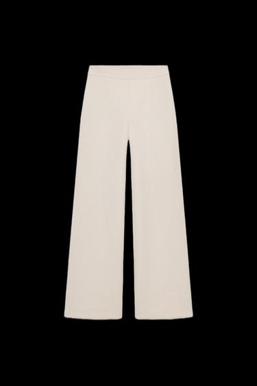 INTERLOCK STRAIGHT-LEG TROUSERS - Ecru by Zara