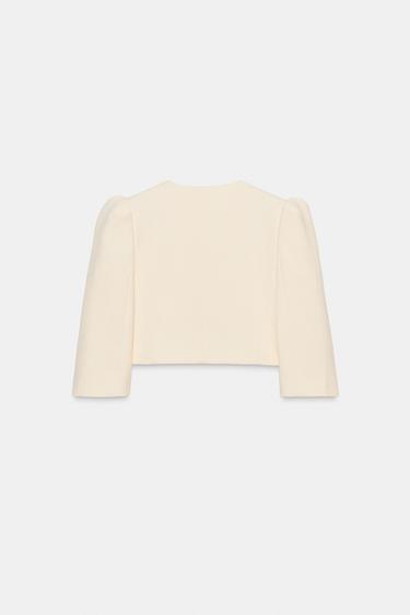 SHORT PUFF-SLEEVE BLAZER - Oyster-white by Zara - Image 6