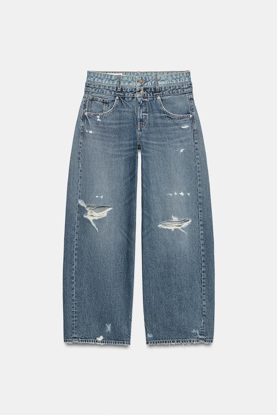 JEANS TRF CINTURA CONTRASTE TIRO MEDIO - Azul de Zara - Imagen 0