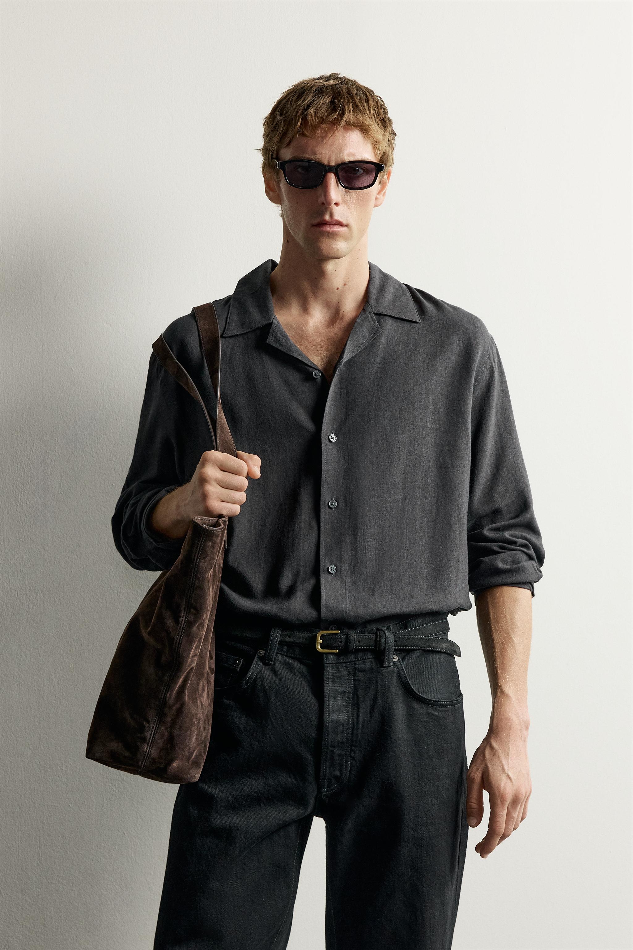 Мужские рубашки Zara VISCOSE-LINEN BLEND SHIRT — фото 2