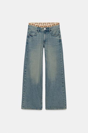 Z1975 LOOSE FIT MID-RISE CROCHET JEANS - Mid-blue by Zara