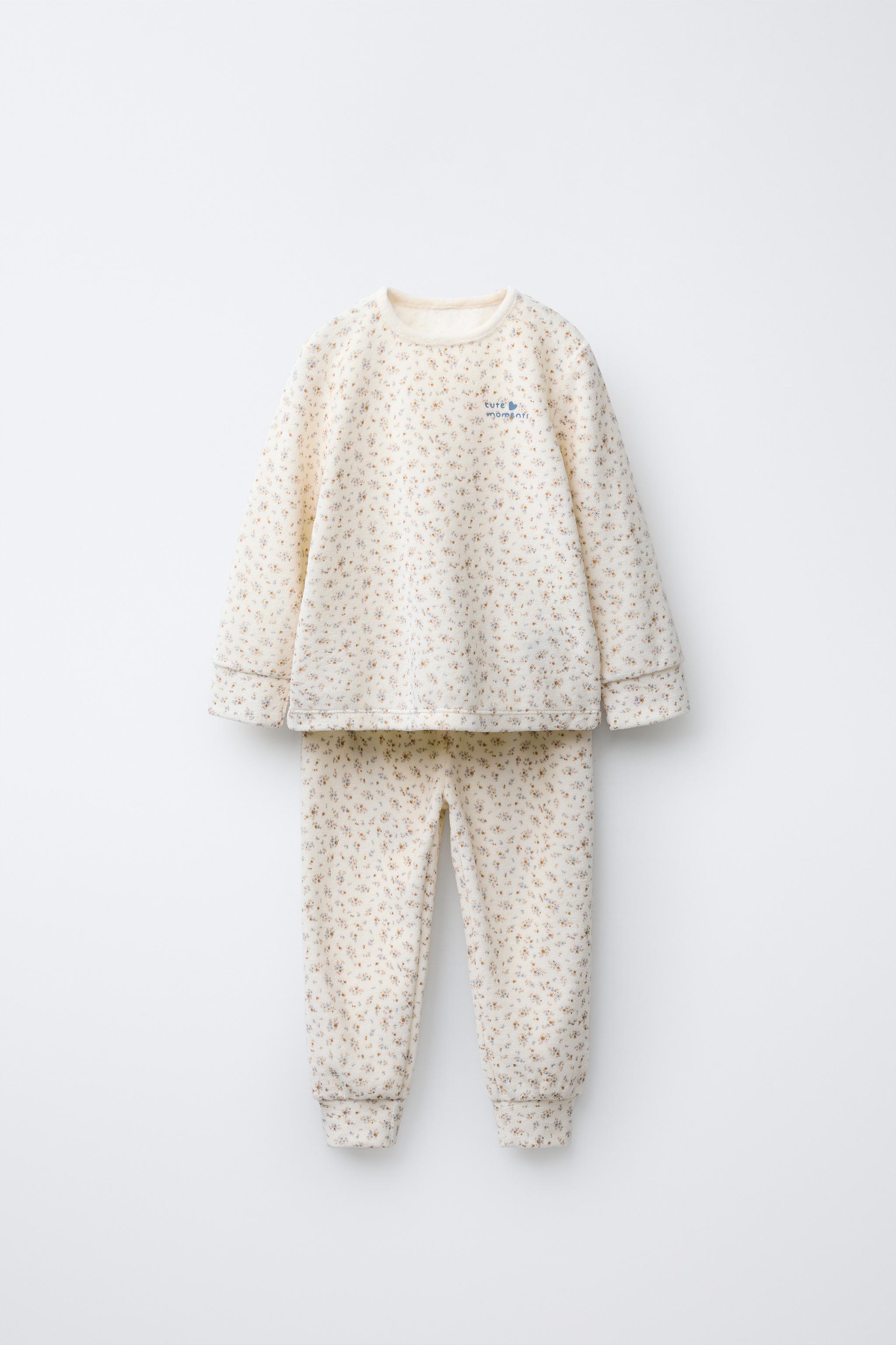 1 1/2-6歳/ベロア花柄パジャマ - エクリュ | ZARA Japan / 日本