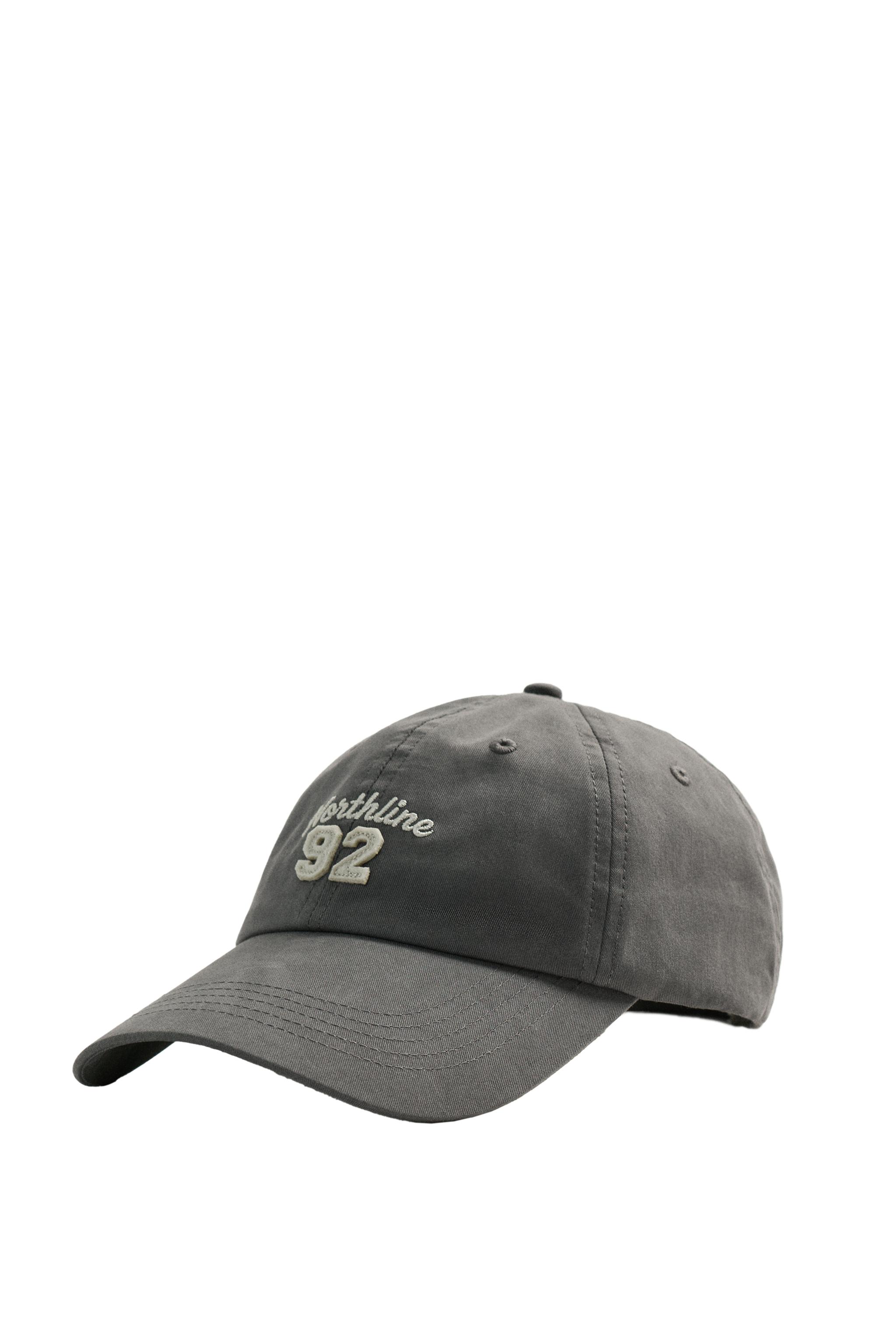 WASHED EMBROIDERED PATCH CAP - Gray | ZARA Mexico