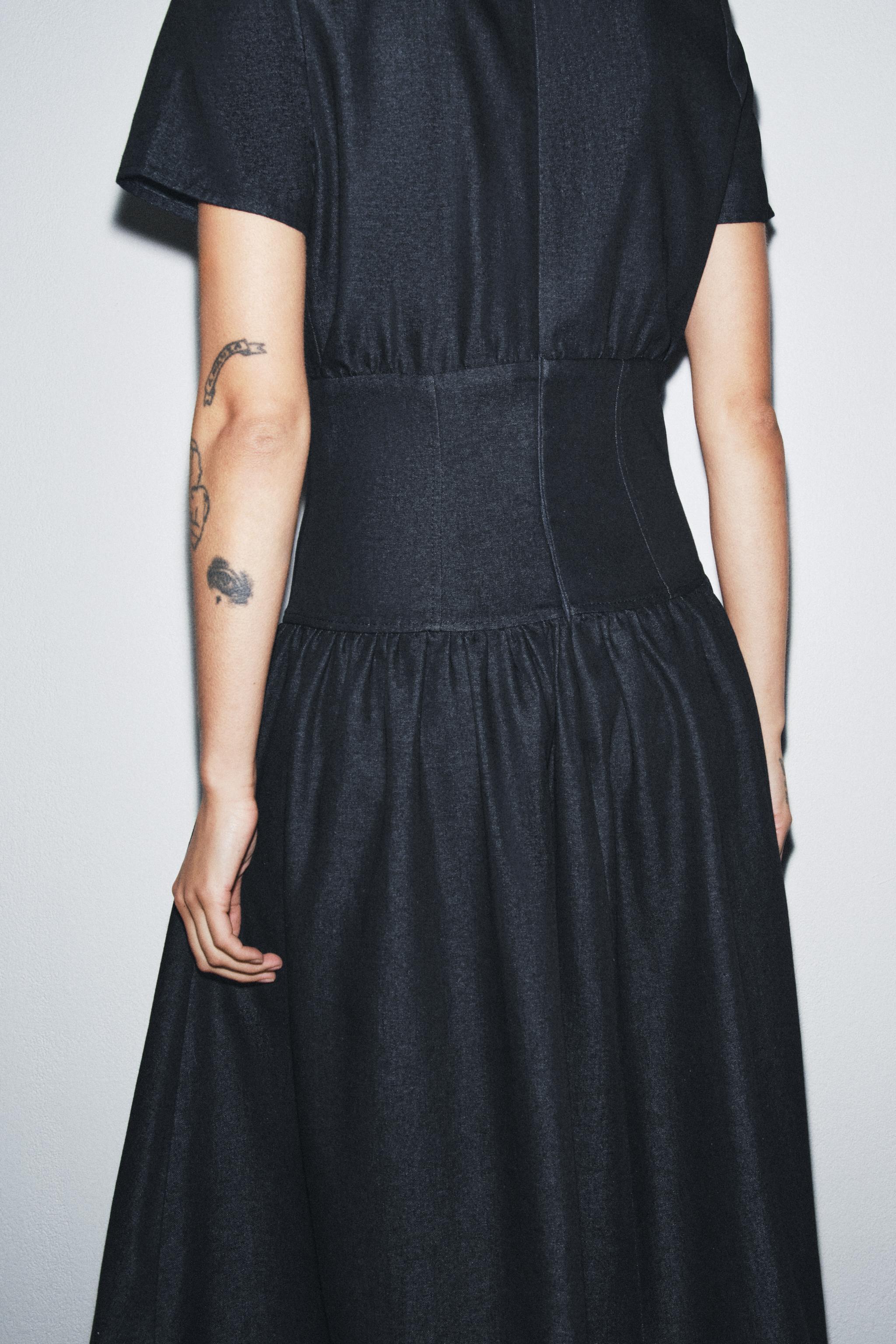 ZW COLLECTION デニムミディワンピース - ブルー | ZARA Japan