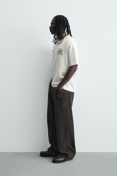 T-SHIRT À IMPRIMÉS BIMATIÈRES - Blanc cassé de Zara - Image 3