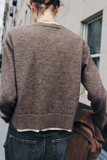 COMBINED KNIT CARDIGAN - Mink by Zara