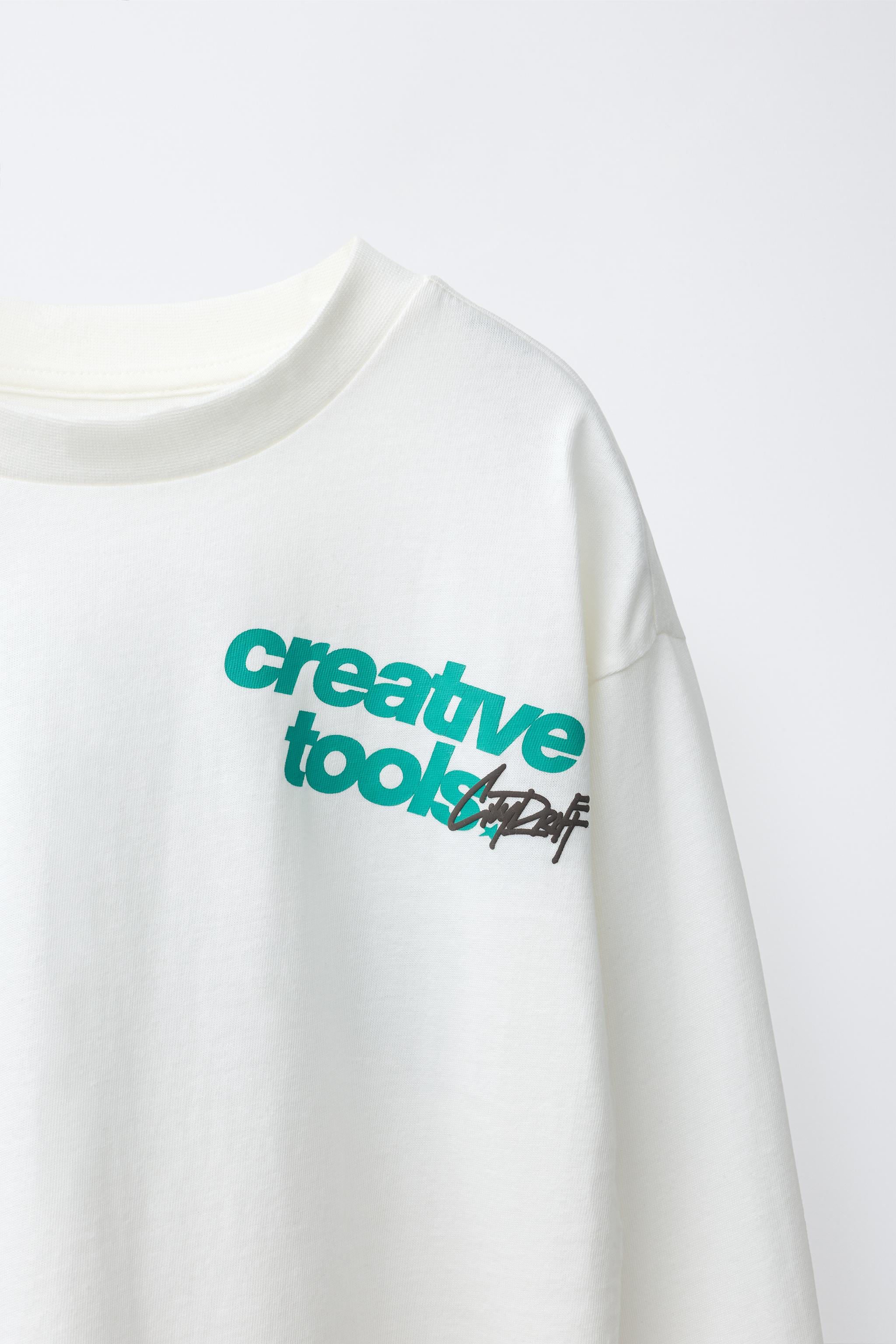 TEXT PRINT T-SHIRT - Oyster-white | ZARA United States