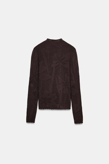 JACQUARD CARDIGAN - Brown by Zara - Image 9