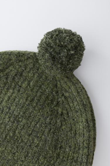 BONNET EN MAILLE AVEC POMPON - Vert moyen de Zara - Image 2