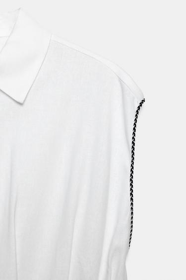 TOP À PINCES ET LIN - Blanc de Zara - Image 7