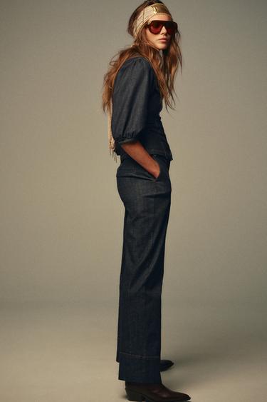 Z1975 FITTED DENIM PUFF SLEEVE SHIRT - Blue by Zara - Image 2
