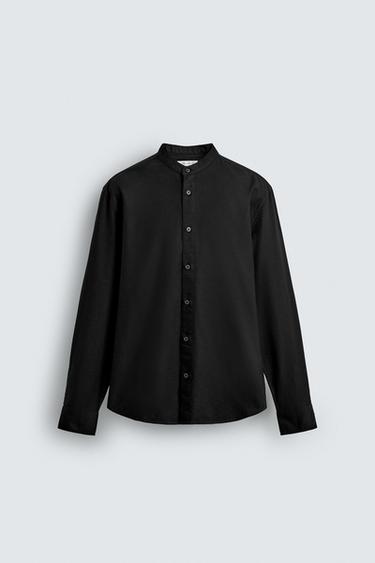 OXFORD SHIRT WITH STAND-UP COLLAR - Black by Zara