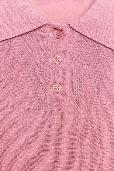 PLAIN KNIT POLO SHIRT - Pale pink by Zara