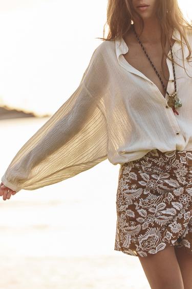 METALLIC THREAD KNOT BLOUSE - Ecru by Zara - Image 2