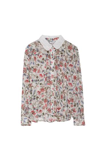 EMBROIDERED COLLAR PRINT SHIRT